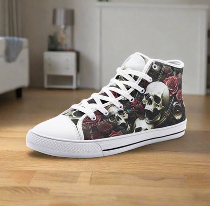 UNISEX Skulls & Roses (Print 9) Custom Sneakers | Freaky Shoes®