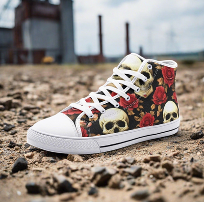 UNISEX Skulls & Roses (Print 3) Custom Sneakers | Freaky Shoes®