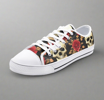 UNISEX Skulls & Rose (Print 1) Custom Sneakers 2 | Freaky Shoes®
