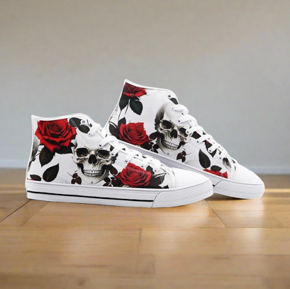 UNISEX Skulls & Rose (Print 4) Custom Sneakers 2 | Freaky Shoes®