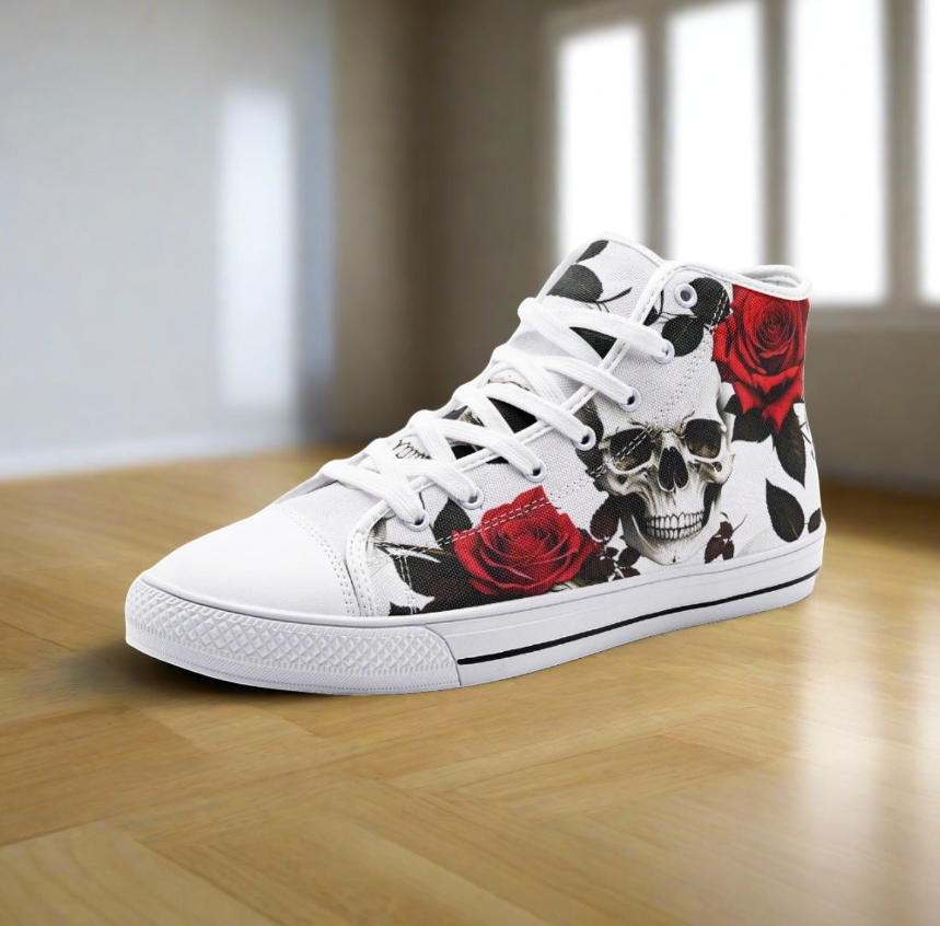 UNISEX Skulls & Rose (Print 4) Custom Sneakers 2 | Freaky Shoes®