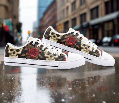 UNISEX Rose Skulls (Print 2) Custom Sneakers | Freaky Shoes®