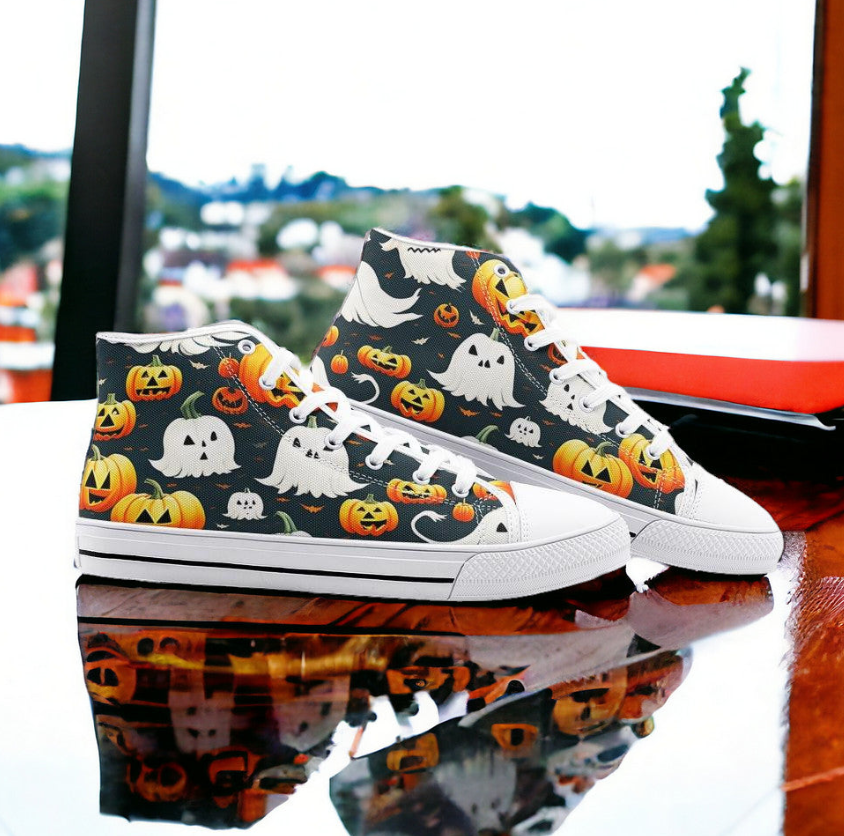 UNISEX Halloween Art (Print 1) Custom Sneakers 2 | Freaky Shoes®