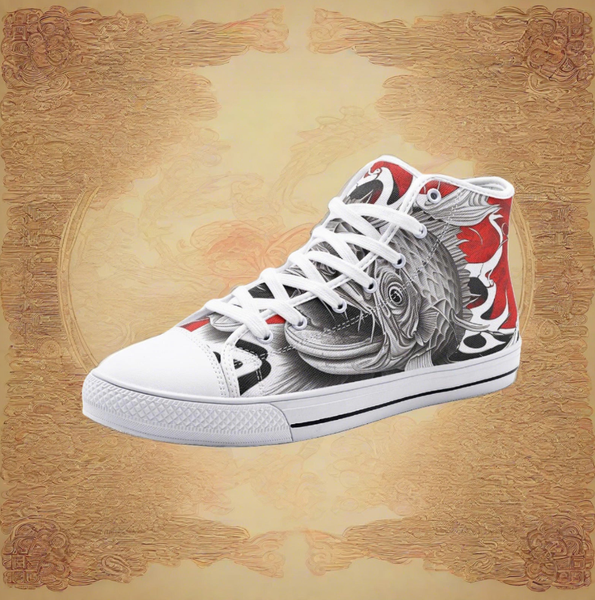 UNISEX Japanese Fish (Print 1 Custom Sneakers 2 | Freaky Shoes®