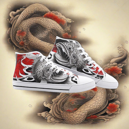 UNISEX Japanese Fish (Print 1 Custom Sneakers 2 | Freaky Shoes®