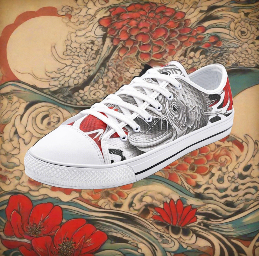 UNISEX Japanese Fish (Print 1) Custom Sneakers 2 | Freaky Shoes®