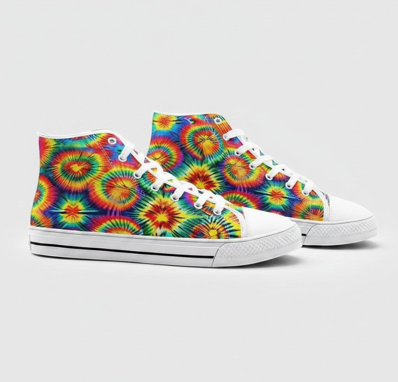UNISEX Rainbow Tie D (Print 5) Custom Sneakers 2 | Freaky Shoes®
