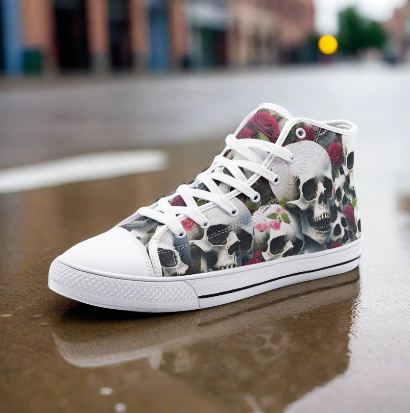 UNISEX Rose Skulls D (Print 1) Custom Sneakers 2 | Freaky Shoes®