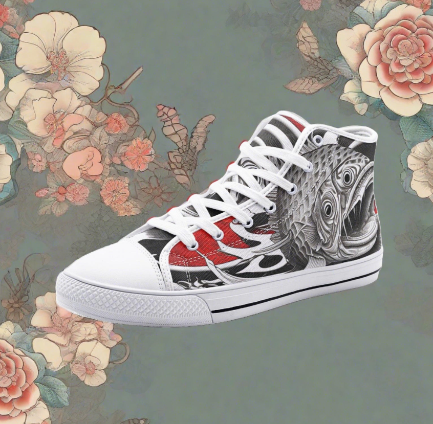 UNISEX Rave Japanese Fish Art Custom Sneakers | Freaky Shoes®