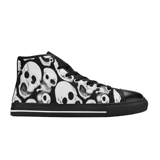 MEN'S Black Ink Skull Horror High Top Canvas Y2K Sneakers