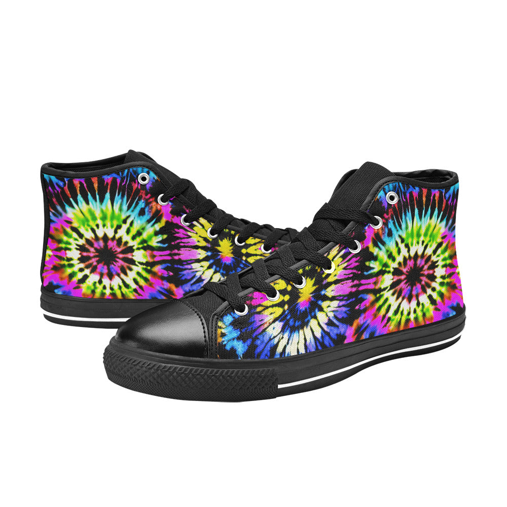 WOMEN'S Cc Tie Dye Art High Top Canvas Vibrant Chaos Shoes