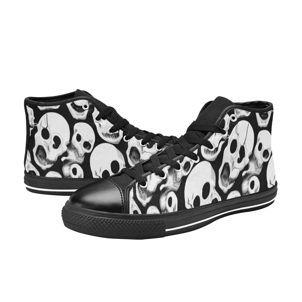 MEN'S Black Ink Skull Horror High Top Canvas Y2K Sneakers
