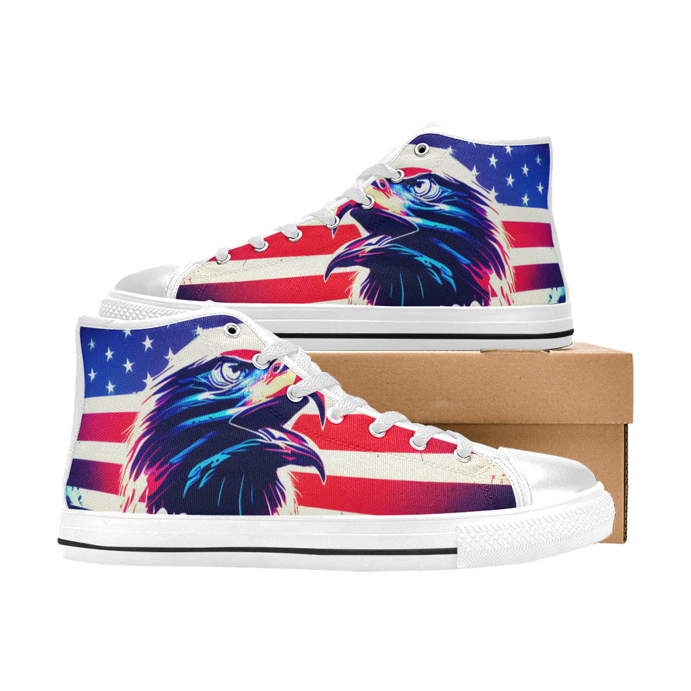 MEN'S Patriotic Eagle Men’S High Top Canvas Cottagecore Shoes