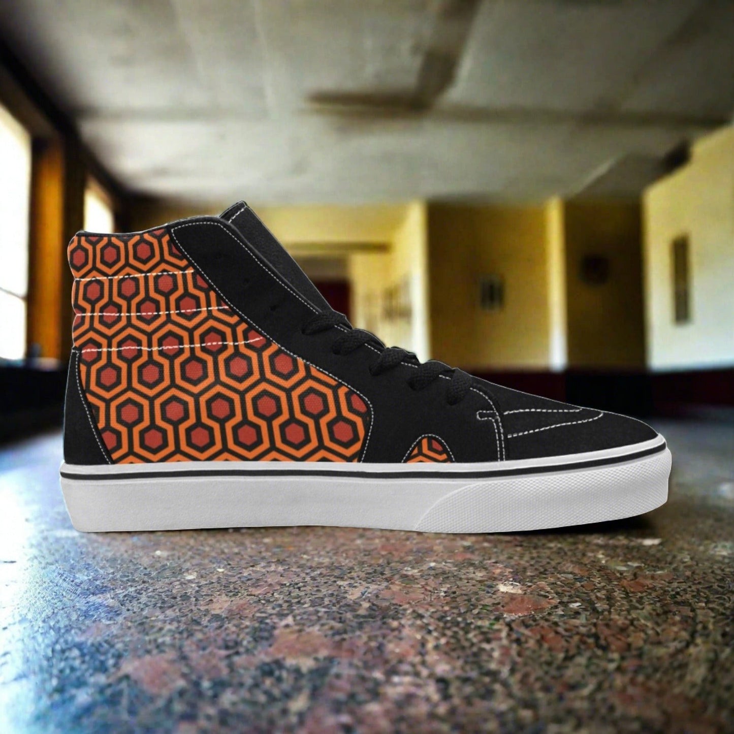Women's Carpet Pattern Art Freaky custom high-top canvas shoes — wearable art by Freaky Shoes