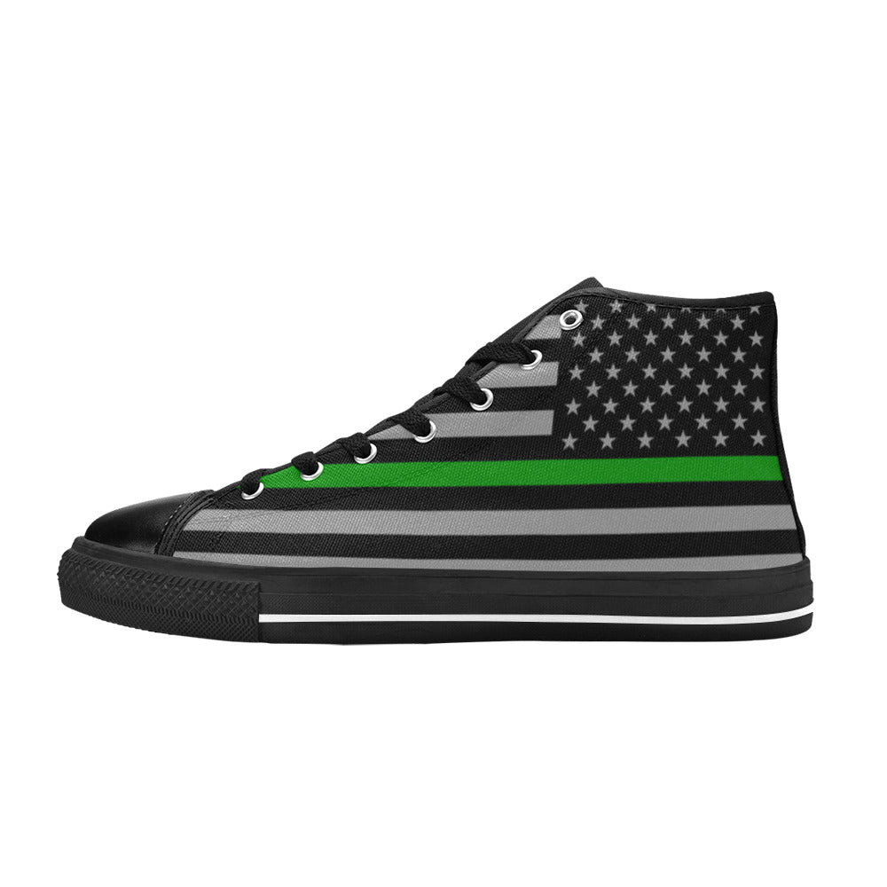 MEN'S Thin Green Line Flag High Top Canvas Cottagecore Custom Sneakers