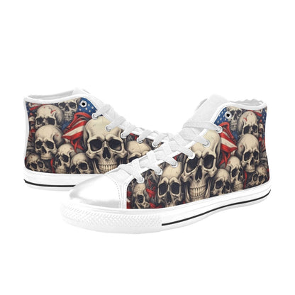MEN'S Patriotic Skull Flag High Top Canvas Cottagecore Custom Sneakers