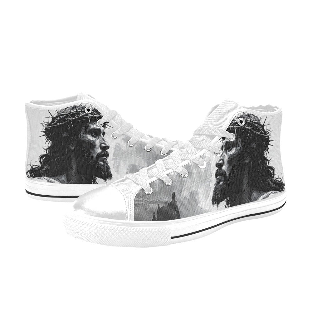 MEN'S Jesus_Ht_06 Men’S High Top Canvas Cottagecore Custom Shoes