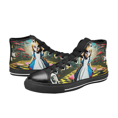 WOMEN'S Creepy Art 2 High Top Canvas Vibrant Chaos Custom Sneakers