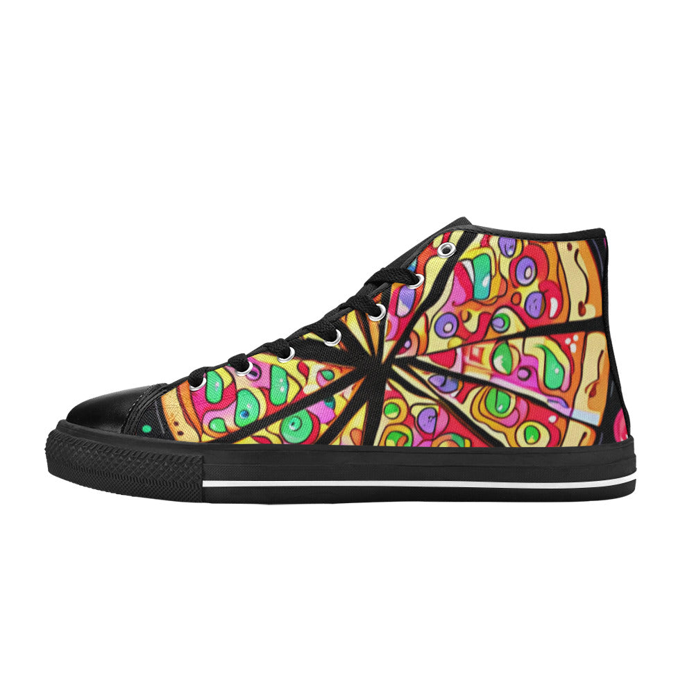 WOMEN'S Pizza Fantasy Art High Top Canvas Surreal Sneakers