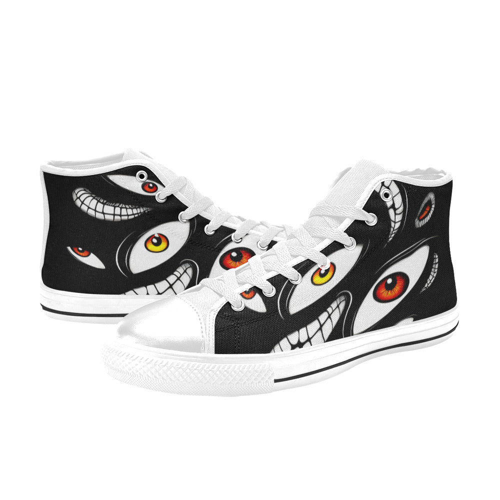 WOMEN'S Teeth Eyes High Top Canvas Aesthetic Custom Sneakers