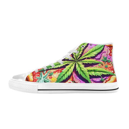 MEN'S Trippy Pizza Art 420 High Top Canvas Aesthetic Sneakers