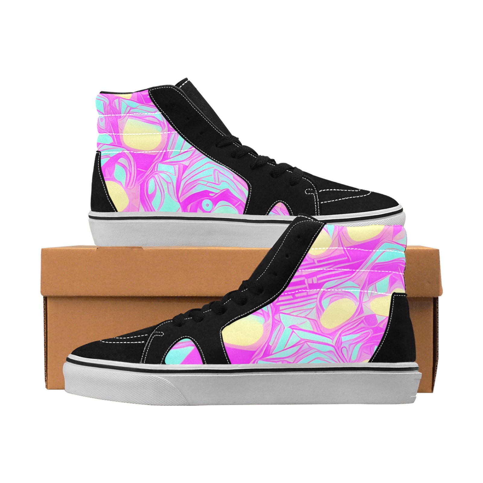 WOMEN'S Wall Eyes Trippy Art High Top Skateboarding Dark Academia Shoes