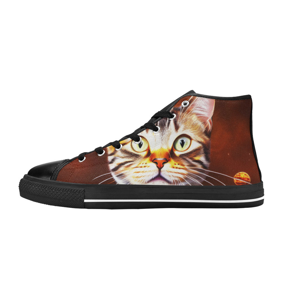 WOMEN'S Cc Pizza Cat Art High Top Canvas Dark Academia Custom Sneakers