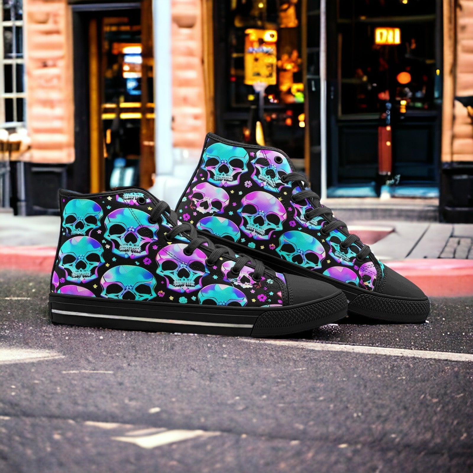 Peacock Crimson Black Vivid Bold Art - Freaky Shoes | Custom Art Sneakers