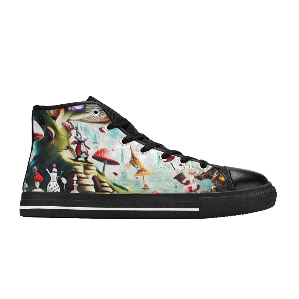 WOMEN'S Freaky World Wonderland High Top Canvas Dark Academia Custom Shoes