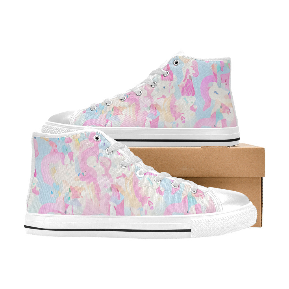 WOMEN'S Cc Unicorn Art Unicorns High Top Canvas Wallpaper Art Custom Sneakers