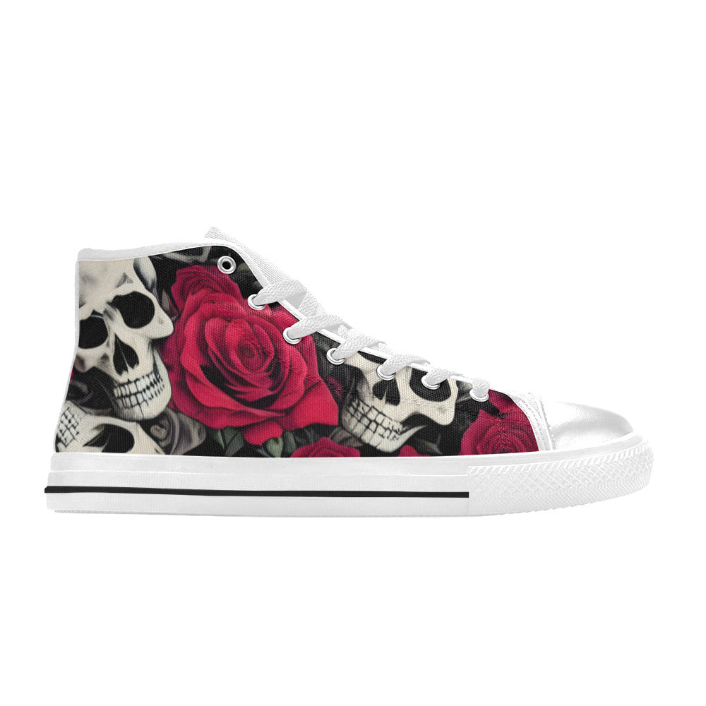 MEN'S Cc Skulls Roses 2 High Top Canvas Aesthetic Custom Shoes