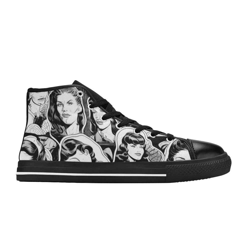 WOMEN'S Cc Retro Faces 2 High Top Canvas Dark Academia Custom Sneakers