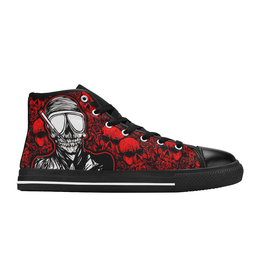 MEN'S Skull Red Men’S High Top Canvas Cottagecore Custom Sneakers