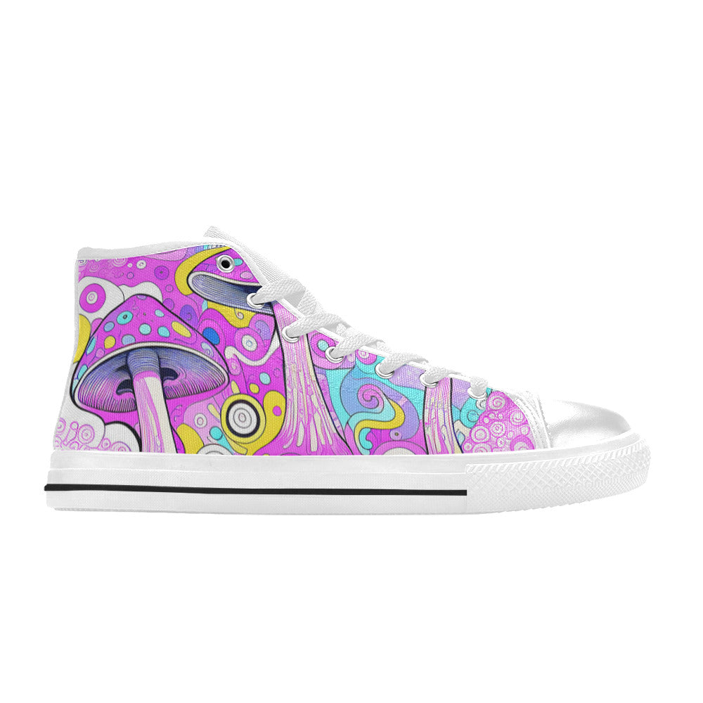 WOMEN'S Magic Mushrooms Art 3 High Top Canvas Grunge Custom Shoes