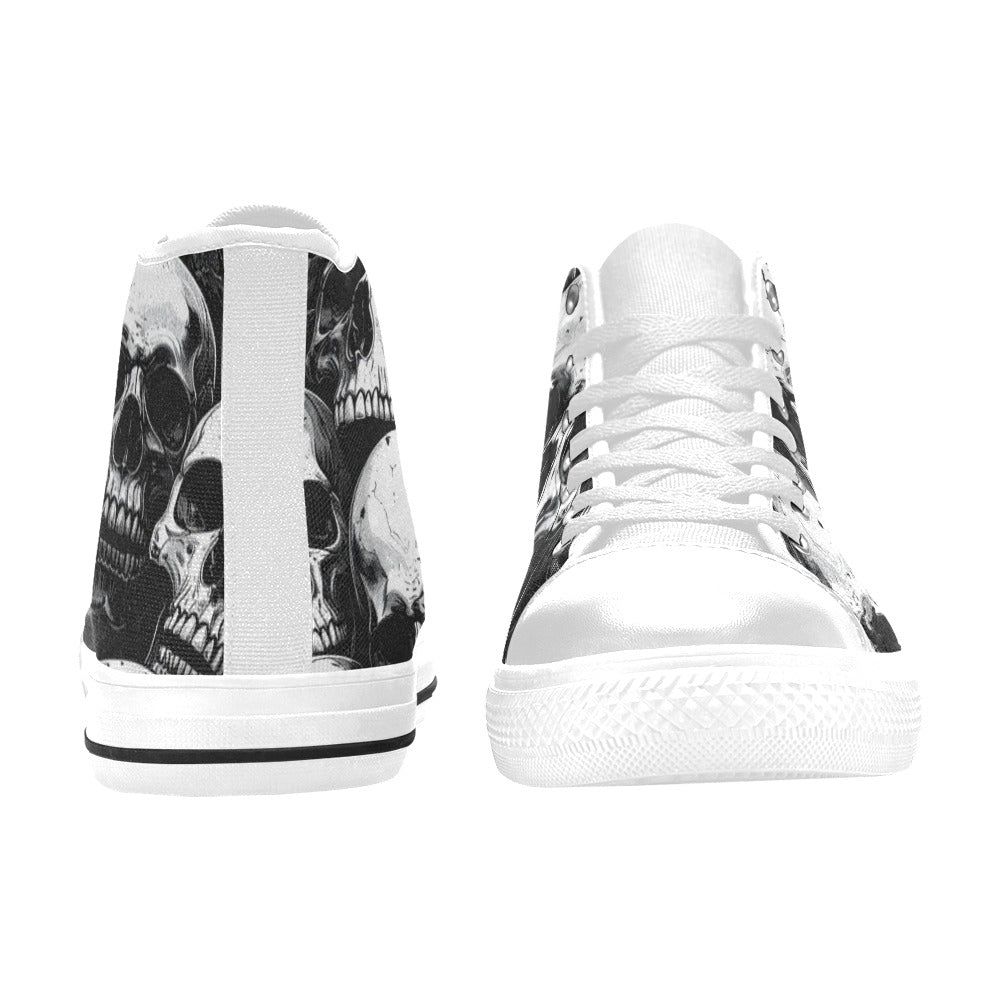 MEN'S Aggressive Comic Skull Black High Top Canvas Aesthetic Custom Sneakers