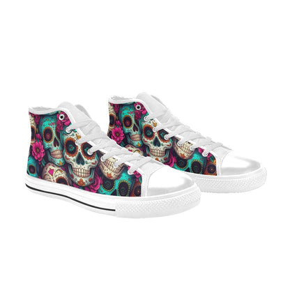 MEN'S Dia De Los Muertos High Top Canvas Dark Academia Custom Sneakers