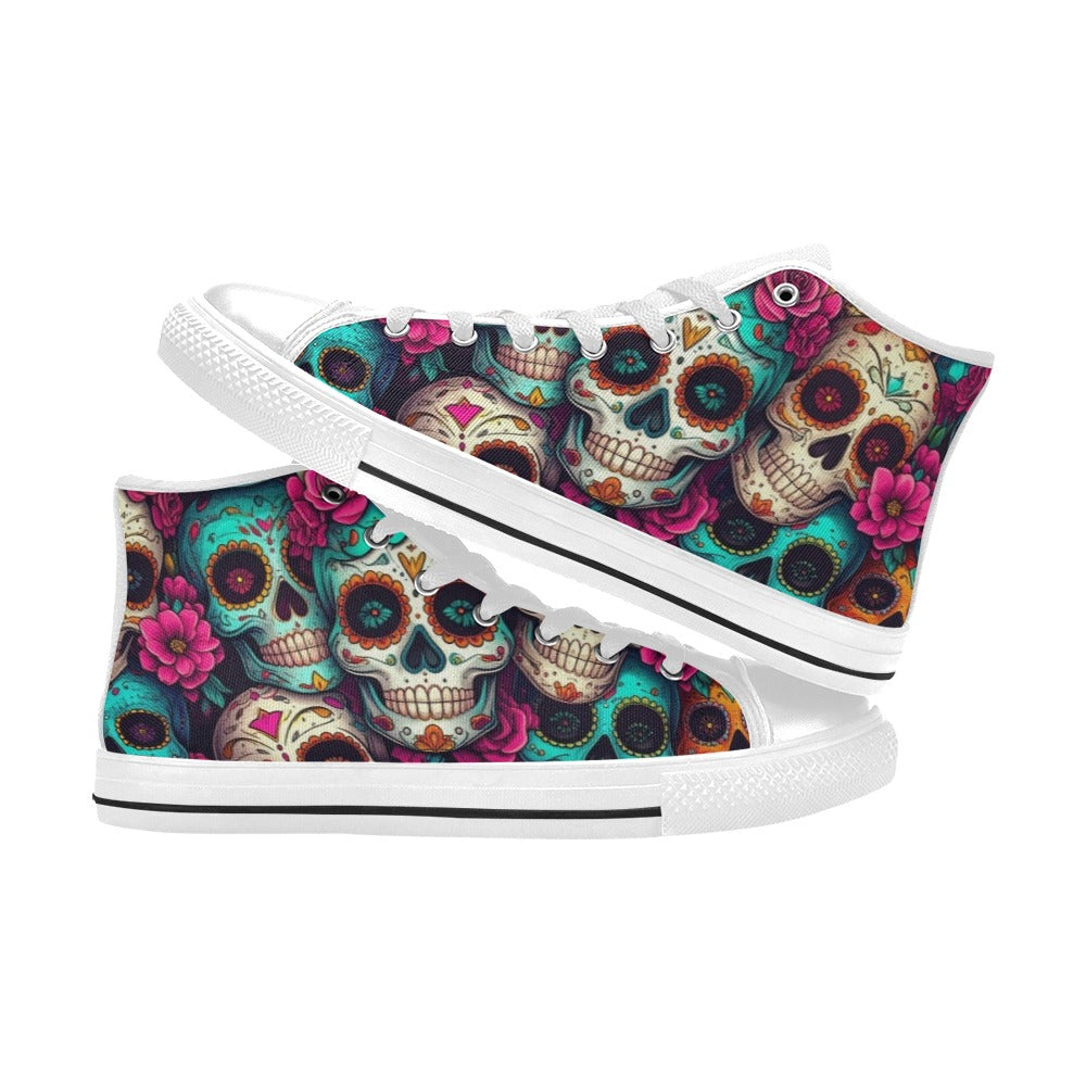 WOMEN'S Dia De Los Muertos High Top Canvas Vivid Shoes