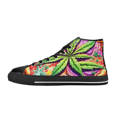MEN'S Trippy Pizza Art 420 High Top Canvas Aesthetic Custom Sneakers
