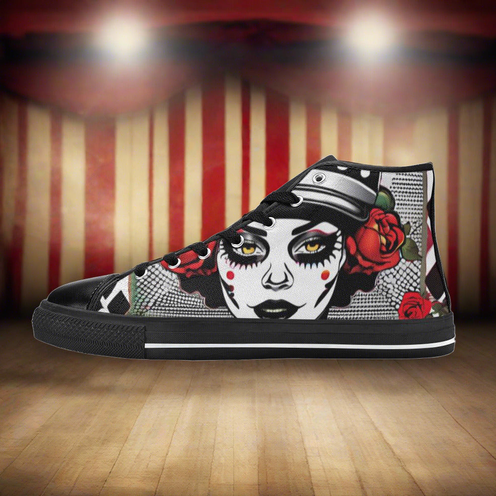 Wolf Red Gold Vivid WOMEN Bold Art - Freaky Shoes | Custom Art Sneakers