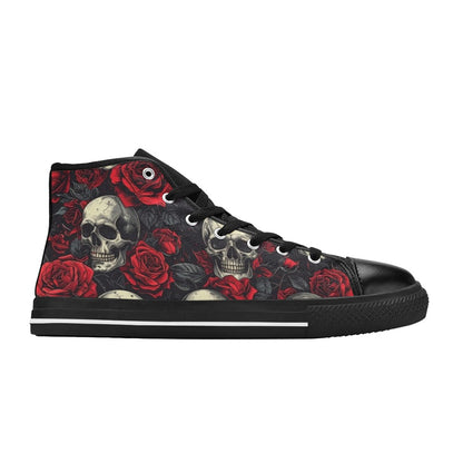 MEN'S Skull And Roses High Top Canvas Y2K Custom Shoes
