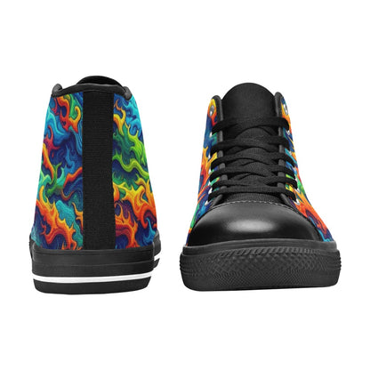 MEN'S Psychedelic Camo Rhythm Men’S High Top Canvas Cottagecore Custom Sneakers