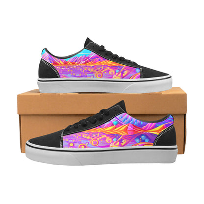 WOMEN'S Trip Retro Art 3 Low Top Skateboarding Wallpaper Art Sneakers