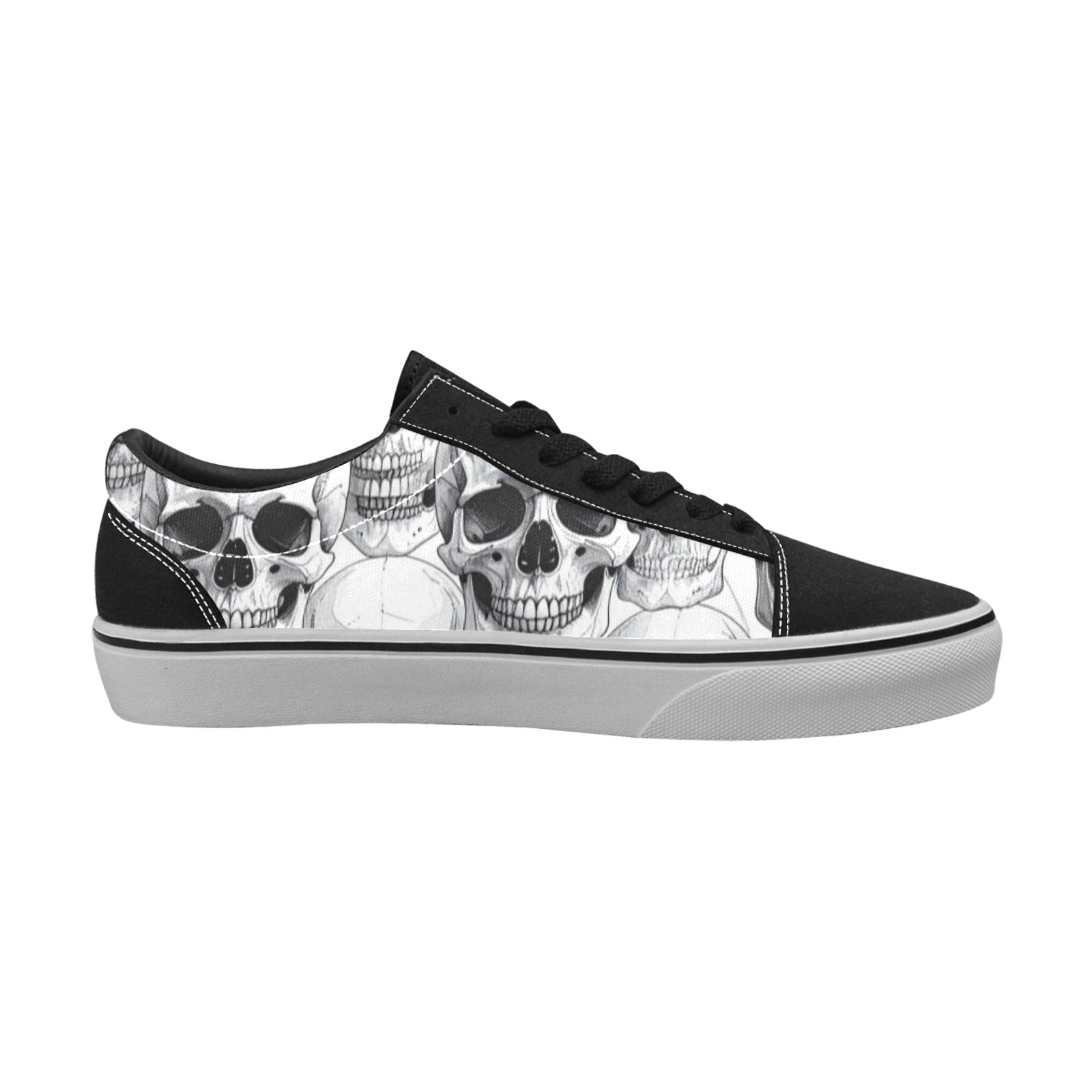 WOMEN'S Clean Skull Line Art Low Top Skateboarding Vivid Sneakers