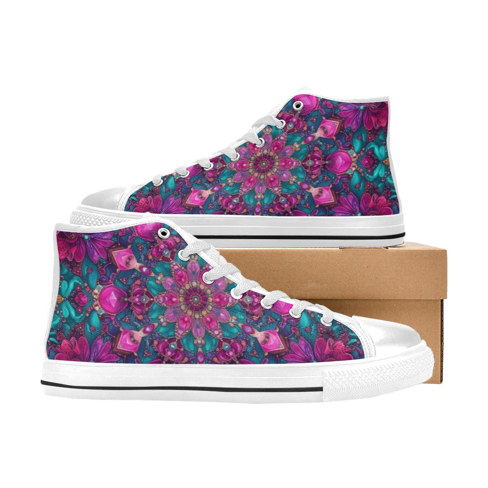 WOMEN'S Feminine Jeweled Skull High Top Canvas Dreamcore Shoes