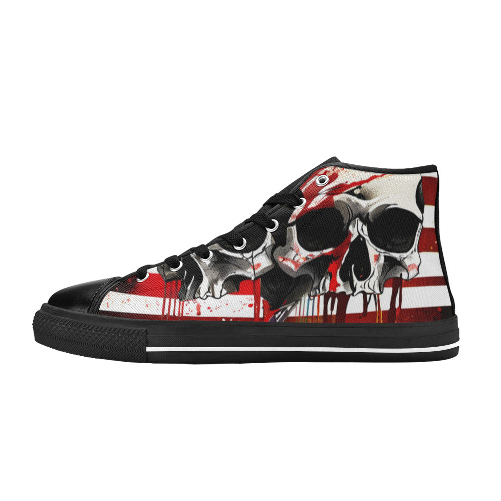 WOMEN'S Patriotic Skulls High Top Canvas Dreamcore Custom Sneakers