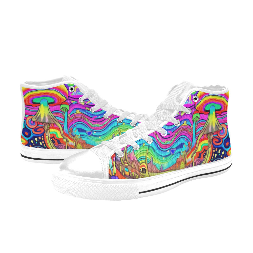 MEN'S Trippy Acid World Art High Top Canvas Cottagecore Sneakers