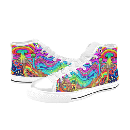 MEN'S Trippy Acid World Art High Top Canvas Cottagecore Sneakers