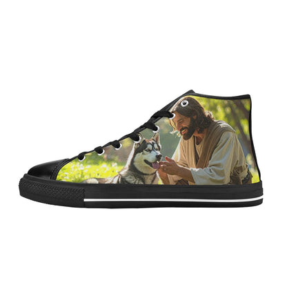 MEN'S Jesus_Ht_08 Men’S High Top Canvas Neon Fantasy Shoes
