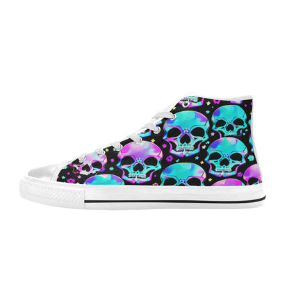 WOMEN'S Bright Skulls High Top Canvas Wallpaper Art Custom Shoes