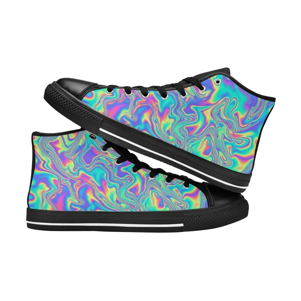 WOMEN'S Holographic Tribal Blaze 4 High Top Canvas Vivid Custom Sneakers